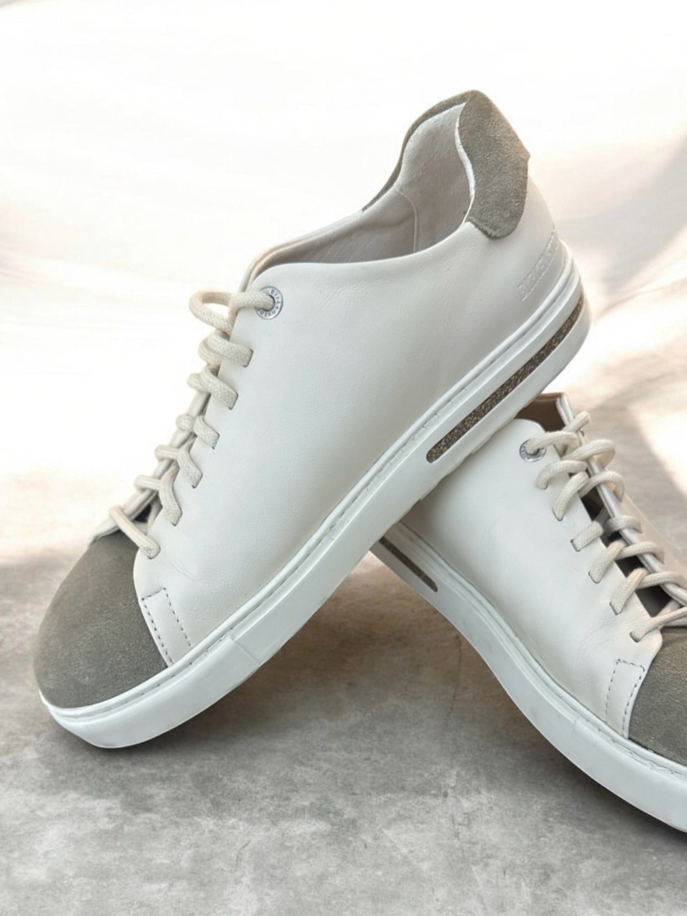 Birkenstock Women's  Bend Low Decon Pop leather sneakers Size 39 White/ Grey